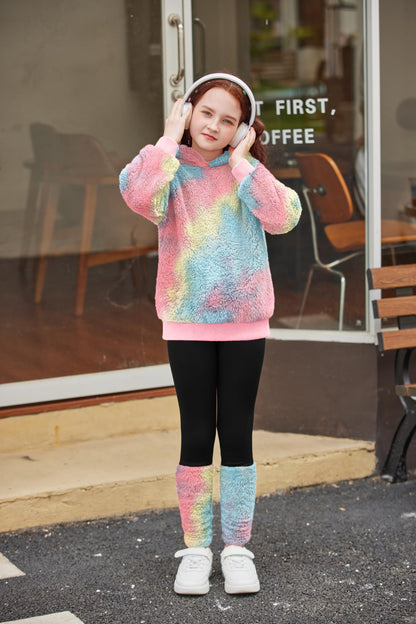 Arshiner Girls' Clothing Sets Winter Children's Hoodie with Leggings Set Warm Cuddly Padded Clothing Two Piece Outfits for Girls 5-14 Years