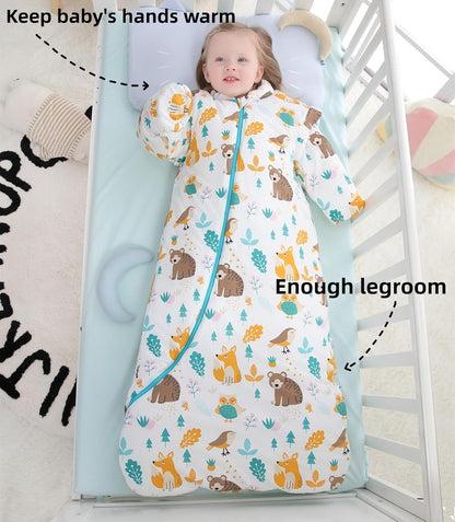 Chilsuessy Baby Sleeping Bag Winter, Removable Sleeves, Warm Lined 3.5 Tog Winter Sleeping Bags, Boys/Girls Sleeping Bag for Toddlers from 6 Months to 6 Years