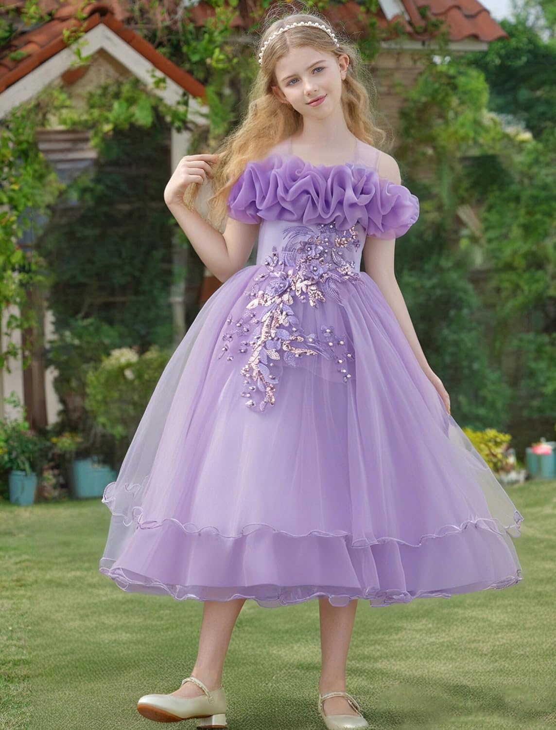 Kinder Mädchen Blumenmädchen Kleider Bestickt Hochzeit Brautjungfer Kleider Trägerlose Prinzessin Kleider Klavier Kostüme
