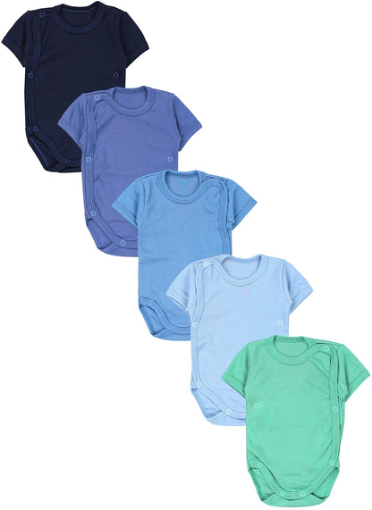 TupTam Baby Body Kurzarm Jungen – Wickelbody Kurzarm aus Baumwolle im 5er Set – OEKO-TEX Zertifiziert