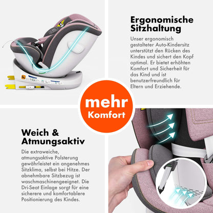 Daliya® Kindersitz ROTAZIONE | I-SIZE 40-150 cm | 8 Pos. | Isofix | (SIP) | Top Tether | 360° | 5 Punkt Gurt | Gruppe 0+ / I/II/III 0-36 KG | Neueste Zulassungs UN ECE Reg. 129 (Beige) - Meloni2