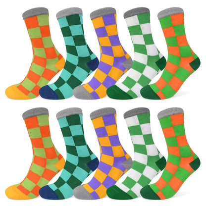 TUUHAW 10 Paar Kinder Socken für Mädchen und Jungen Socken Mit Motiv Schulkind Baumwolle Socken Bunt Gr. 23-38