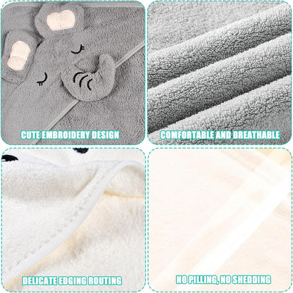 Funmo Baby Kapuzenhandtuch, 3 Stück Baby Badetuch Set, Kapuzenbadetüch für Kinder, Babyhandtuch Bambus Super Saugfähig, Kleinkind Badetücher mit drei Mustern als Baby Geschenk