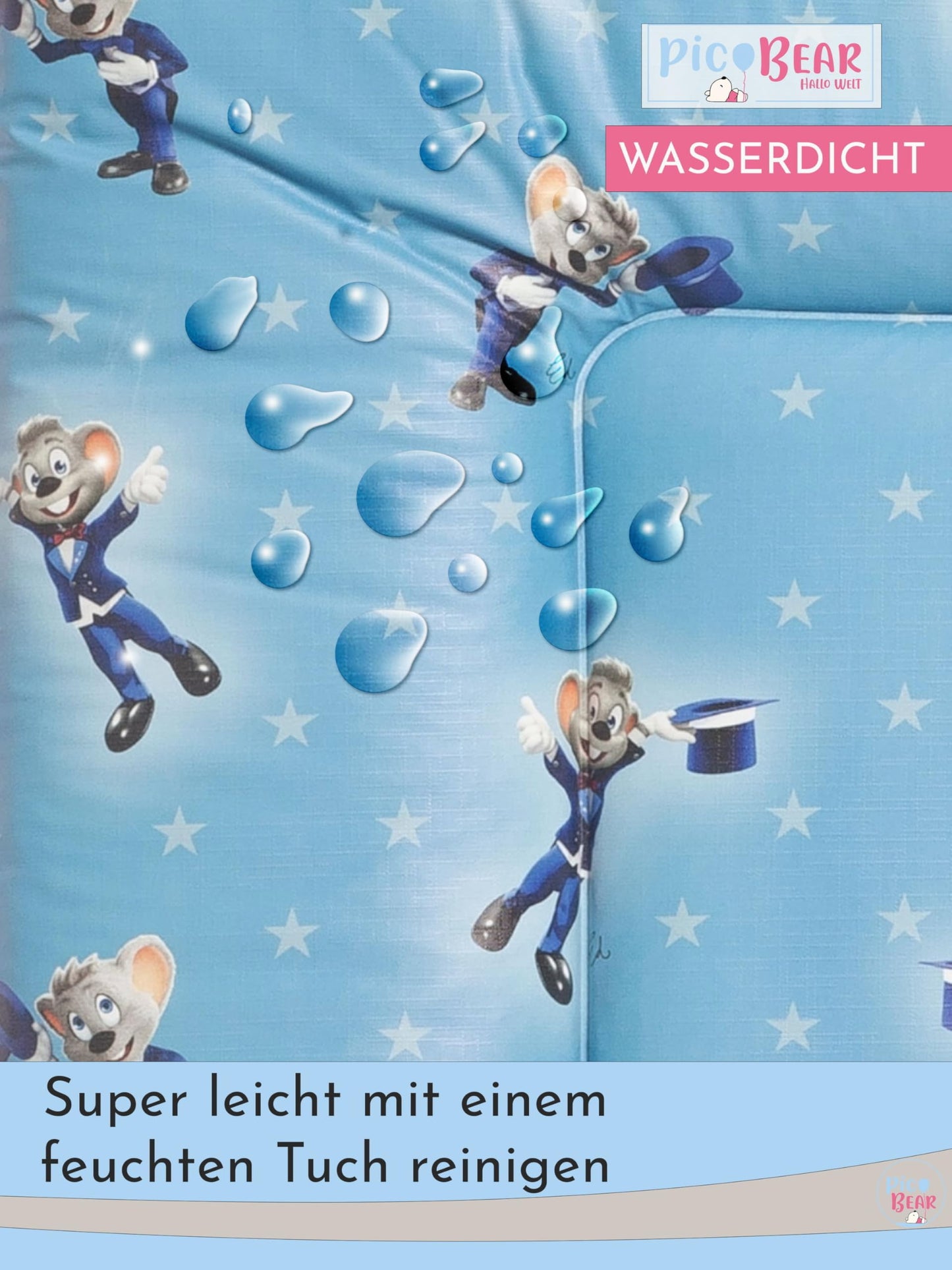 pic Bear Wickelauflage - hochwertige OEKO-TEX Wickeltischauflage - pflegeleichte Wickelunterlage - Auflage Wickelkommode - 85 x 72 cm - Sealife
