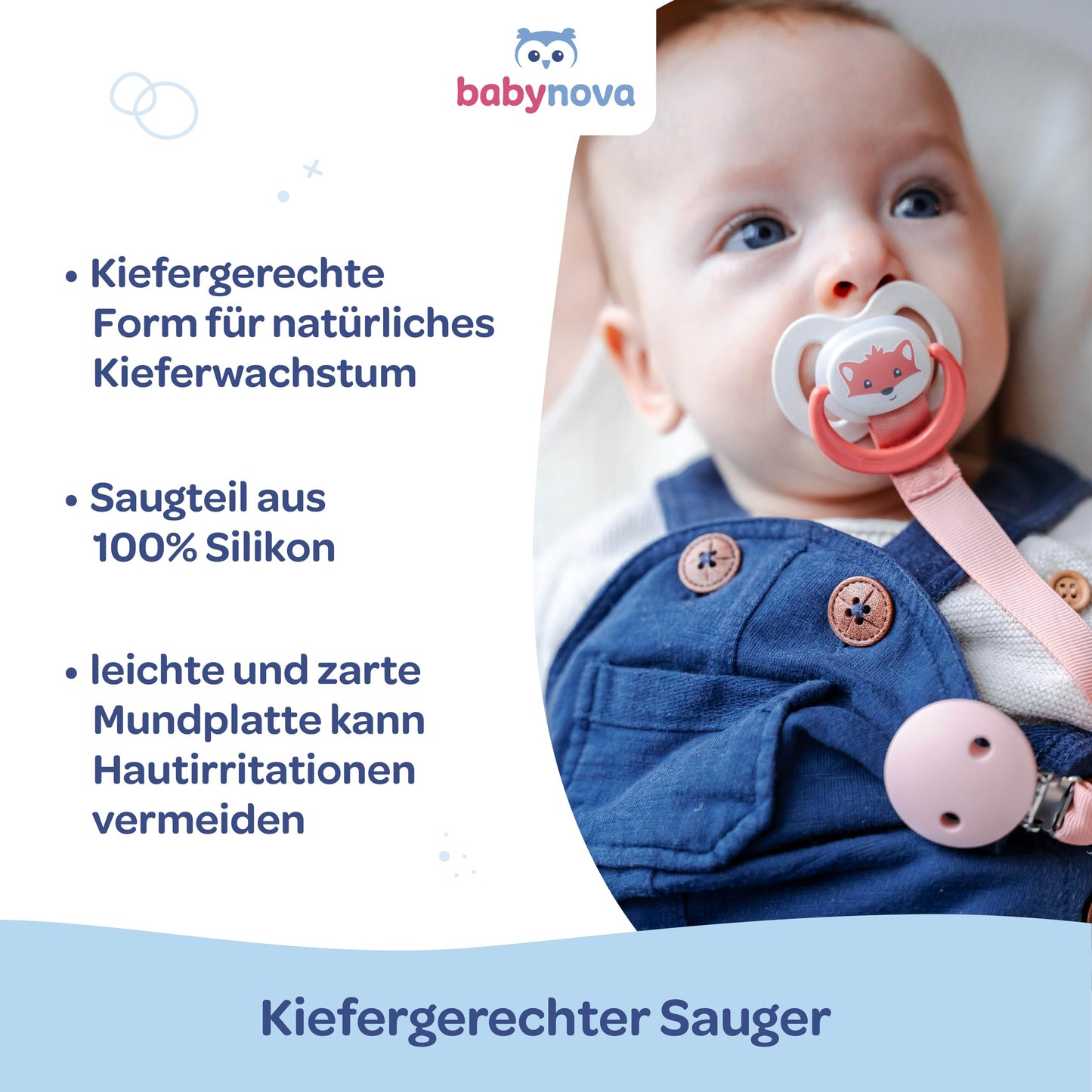 babynova Silikon Schnuller 2er-Set mit Sterilisationsbox - Schnuller Größe 1, 0-6 Monate - kiefergerechter Nuckel – BPA-frei – Made in Germany - Elefanten