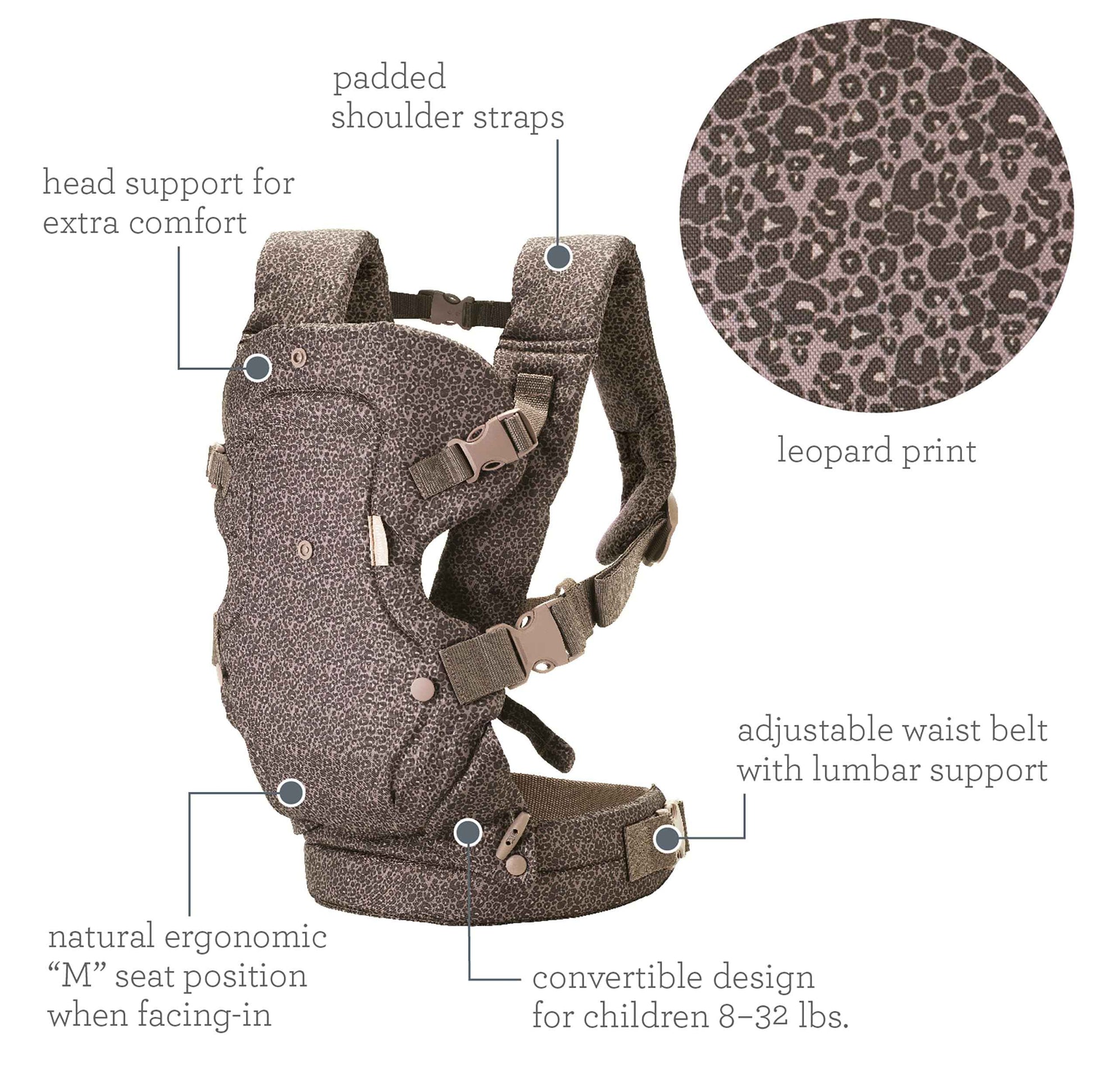 Infantino Flip Advanced 4-in-1 Babytrage, Ergonomisch, Umwandelbar, mit Blickrichtung Nach Innen und Außen, Vorne und Hinten Tragbar für Neugeborene bis Kleinkinder von 3,6-14,5 kg, Grau