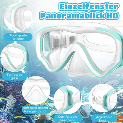 NLMWTI Children's Snorkel Set with 180° Panorama HD Vision, Anti-Fog & Anti-Leakage, Durable Safety Glass, Adjustable Side Straps