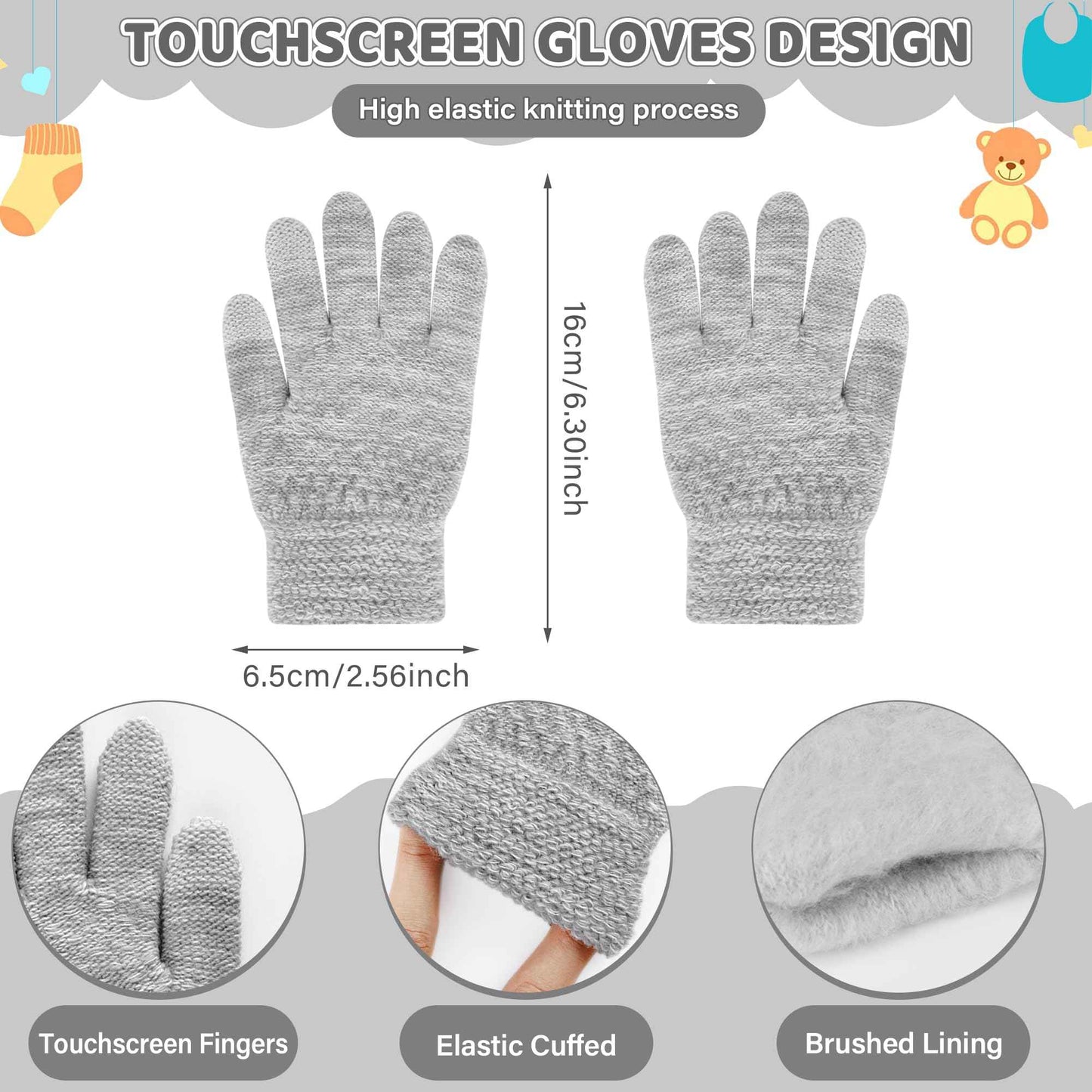 Children's Winter Hat Loop Scarf Touchscreen Gloves Set 2 3 4 5 6 7 Years Toddler Winter Hat Beanie Tube Scarf Knitted Pom Hats Gift Girls Boys