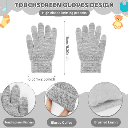 Children's Winter Hat Loop Scarf Touchscreen Gloves Set 2 3 4 5 6 7 Years Toddler Winter Hat Beanie Tube Scarf Knitted Pom Hats Gift Girls Boys