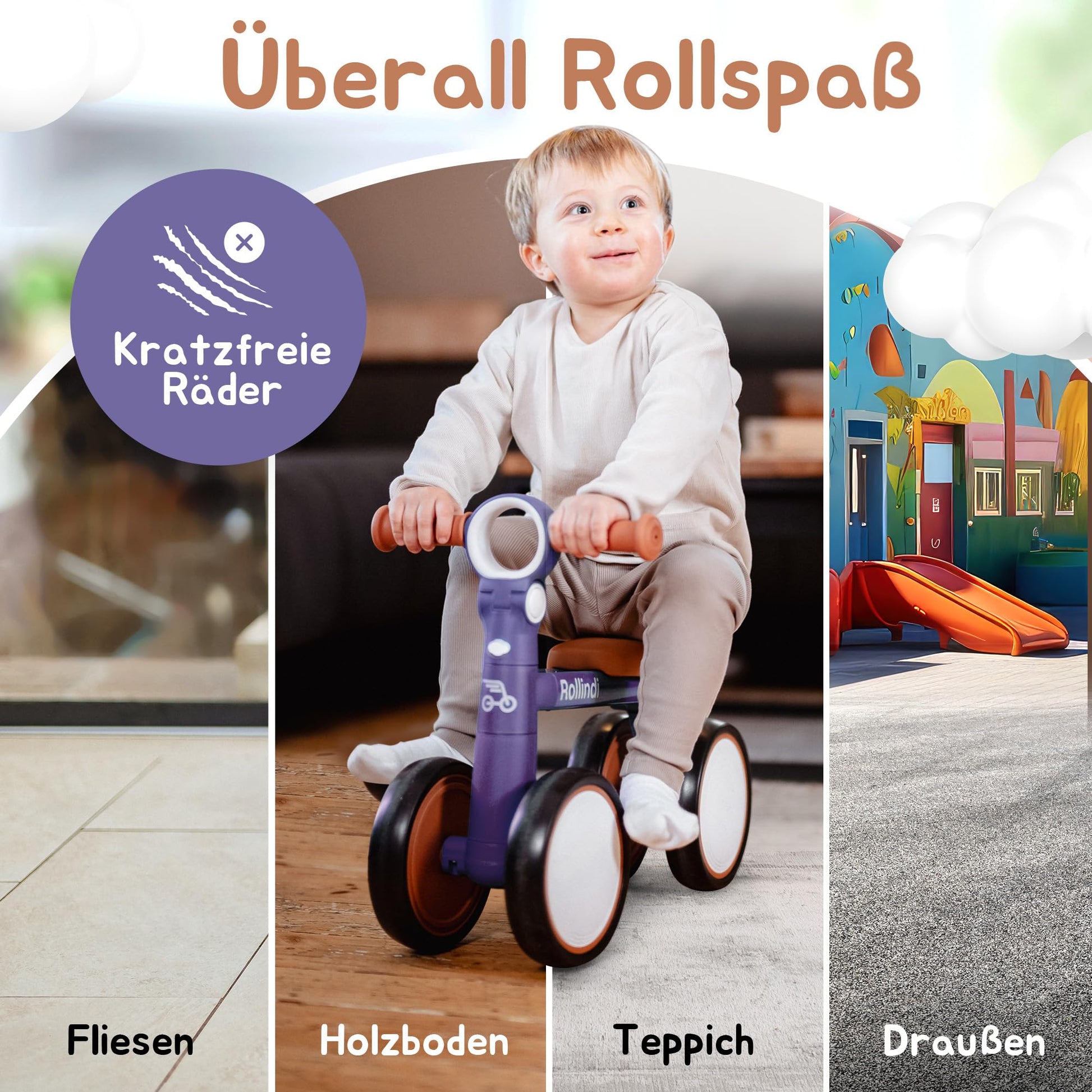Rollindi Kinder Laufrad ab 1 Jahr [Mitwachsend] Kippsicher Leicht Lauflernrad Baby Fahrrad Rutschauto Jungen und Mädchen von 12-36 Monate | Neues Modell, Blau - Meloni2