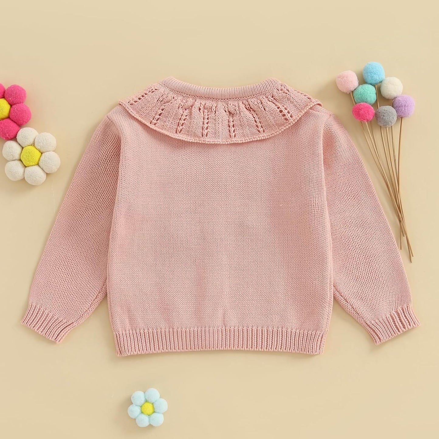 FOMOYUU Strickjacke für Kleinkinder und Neugeborene, Mädchen, langärmelig, Knopfleiste, Sweatshirt, Jacke, Herbst-Outfits