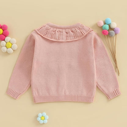 FOMOYUU Strickjacke für Kleinkinder und Neugeborene, Mädchen, langärmelig, Knopfleiste, Sweatshirt, Jacke, Herbst-Outfits