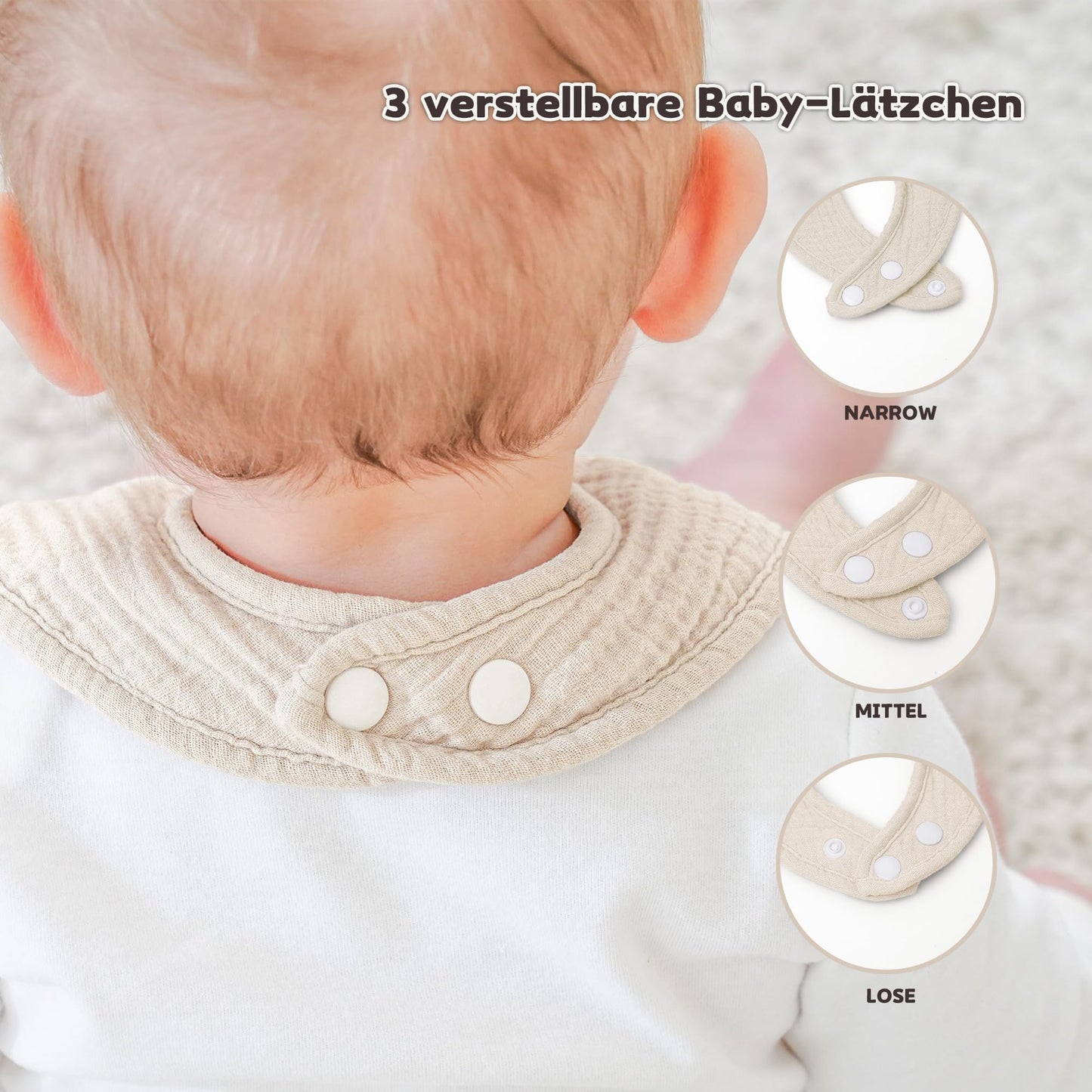 Susurration Bibs Baby Muslin Bandana Baby Soft Adjustable Square Dribble Bibs 6 pack for Unisex Girls &amp; Boys 