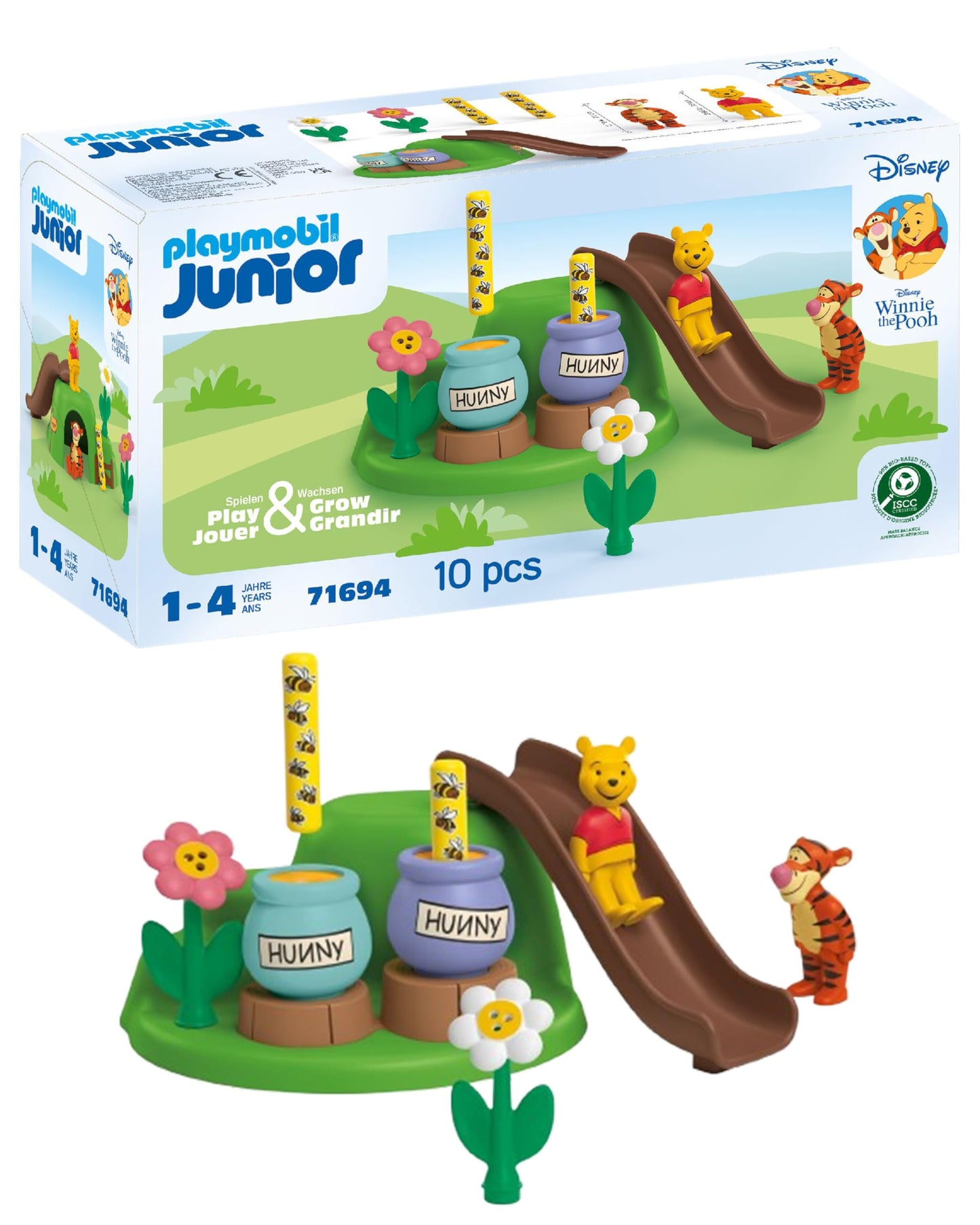 PLAYMOBIL Junior Disney Winnie the Pooh & Tiggers Bee Garden Sustainable Toy Made of Bio-Based Plastics for Children from 1 Year 71694