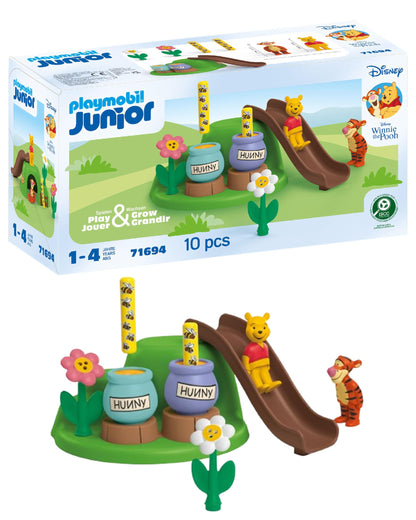 PLAYMOBIL Junior Disney Winnie the Pooh & Tiggers Bee Garden Sustainable Toy Made of Bio-Based Plastics for Children from 1 Year 71694