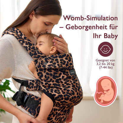 Momcozy Babytrage aus 100% Baumwolle – Baby Carrier für Kleinkind (3-24 Monate, 3,2-20 kg) · Ergonomische M-Position · X-Rücken · Taillengurt 64-127cm, Khaki