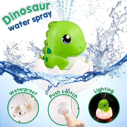 Dinosaur Bath Toys for Baby,Light Up Bath Toys for Toddlers,Sprinkler Bathtub Toys Spray Fountain Water Pool Toys,Baby Infant Kids Birthday Shower Gifts,Green