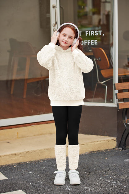 Arshiner Girls' Clothing Sets Winter Children's Hoodie with Leggings Set Warm Cuddly Padded Clothing Two Piece Outfits for Girls 5-14 Years