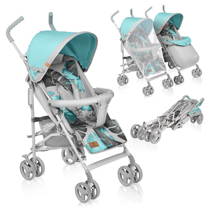 LIONELO Elia Buggy Small Foldable Pushchair up to 15 kg, Back and Footrest Adjustment, Rear Wheel Brake, Mosquito Net, Shopping Basket - Meloni2