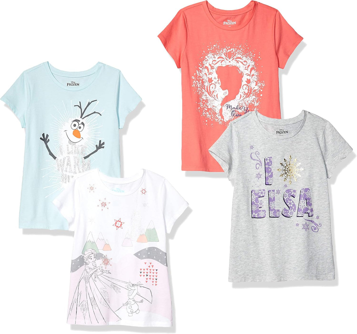 Essentials Disney | Marvel | Star Wars | Frozen | Princess Mädchen Kurzärmelige T-Shirts, Multi-Packs