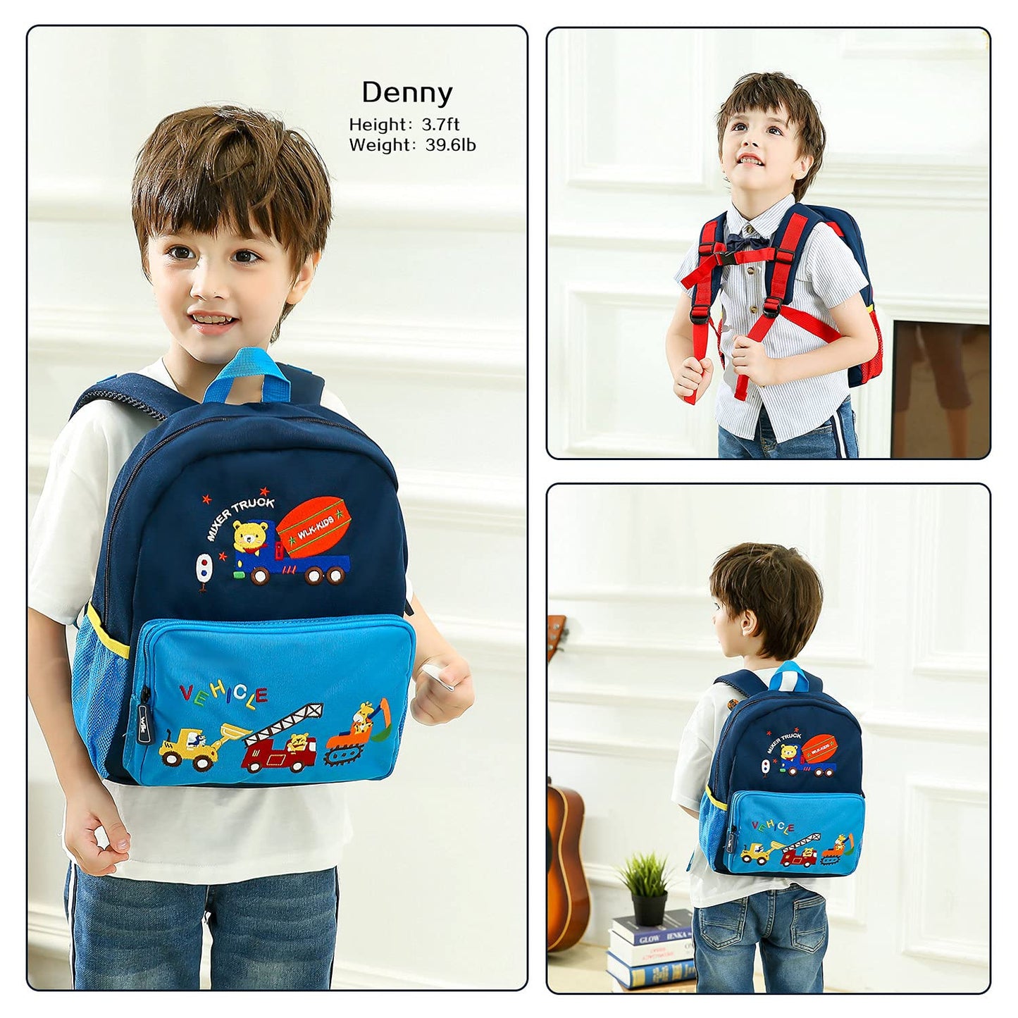 willikiva Car Dinosaur Toddler Kids Backpack for Boys and Girls Kids Waterproof Preschool Bag