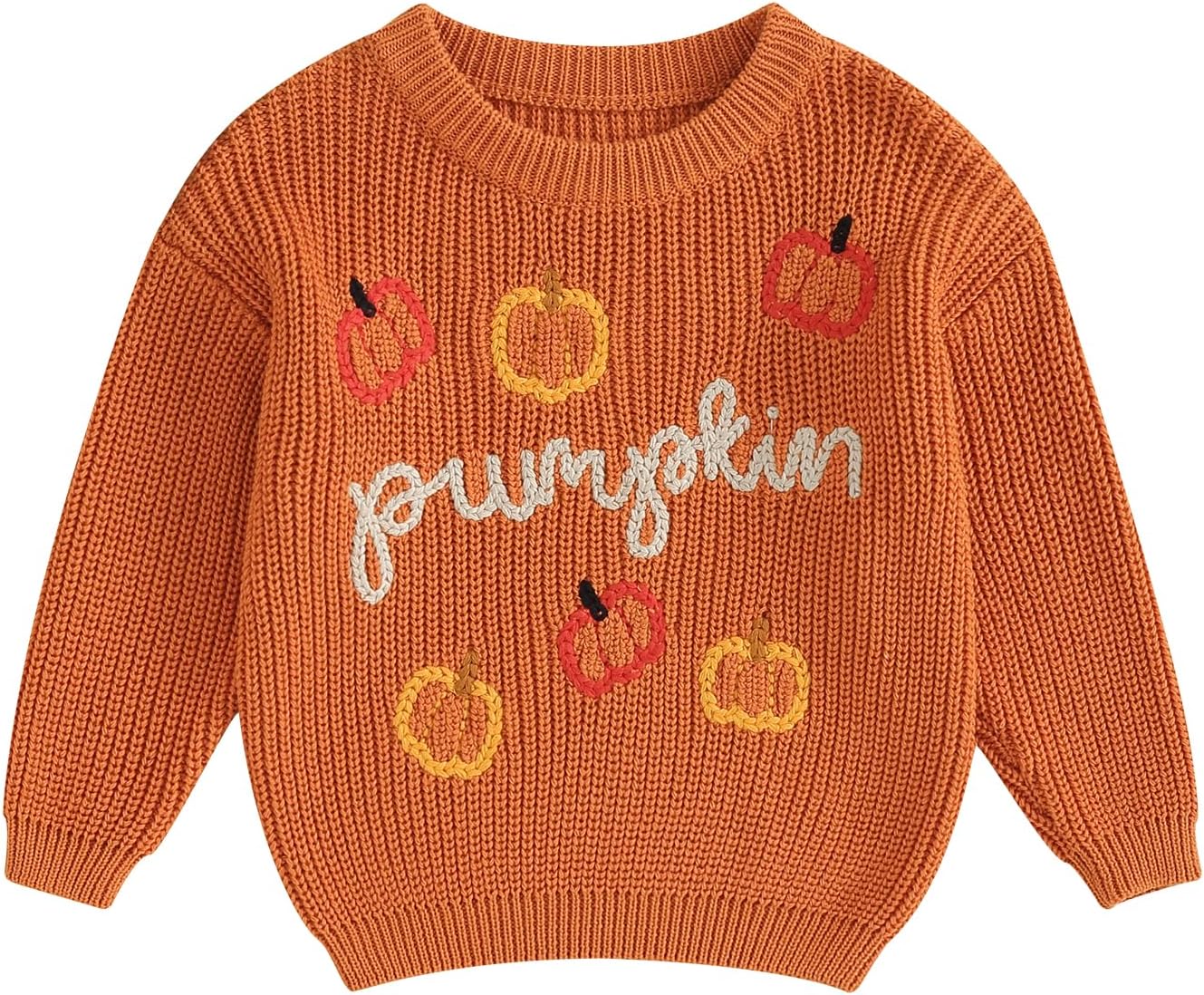 Yassiglia Baby Halloween Strickpullover Kleinkinder Kürbis/Geist Sweatshirt Langarm Rundhals Gestrickter Pullover Neugeborenes Baby My First Halloween Outfit