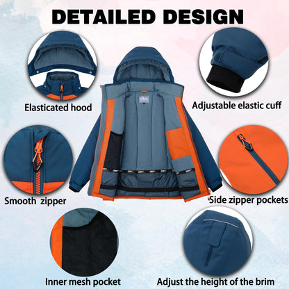 SMONTY SNOWER Boys' Snowsuit with Removable Hood, Ski Suit, Extra Warm, Winter Suit