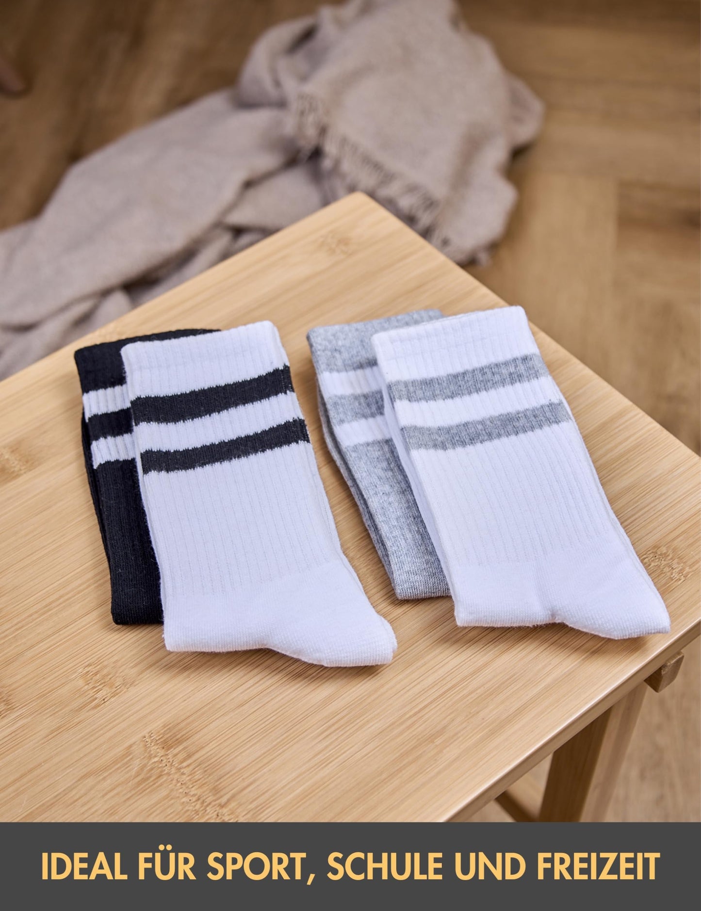 Basic Treasure 4 Paar Sportsocken Kinder, Kindersocken Baumwolle, Kinder Socken Jungen und Mädchen, Tennissocken