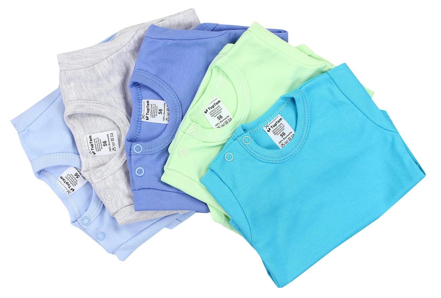 TupTam Baby Body Langarm – Weicher Body Baby 5er Pack aus Baumwolle, Unifarben, OEKO-TEX Zertifiziert