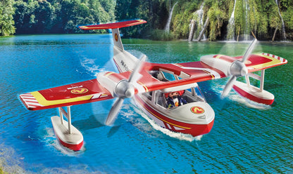 PLAYMOBIL Action Heroes 71464 Fire Boat with Aqua Scooter, Exciting Water Rescue, Includes Diving Goggles, Flippers and Life Jacket, Realistic Toy for Children from 4 Years