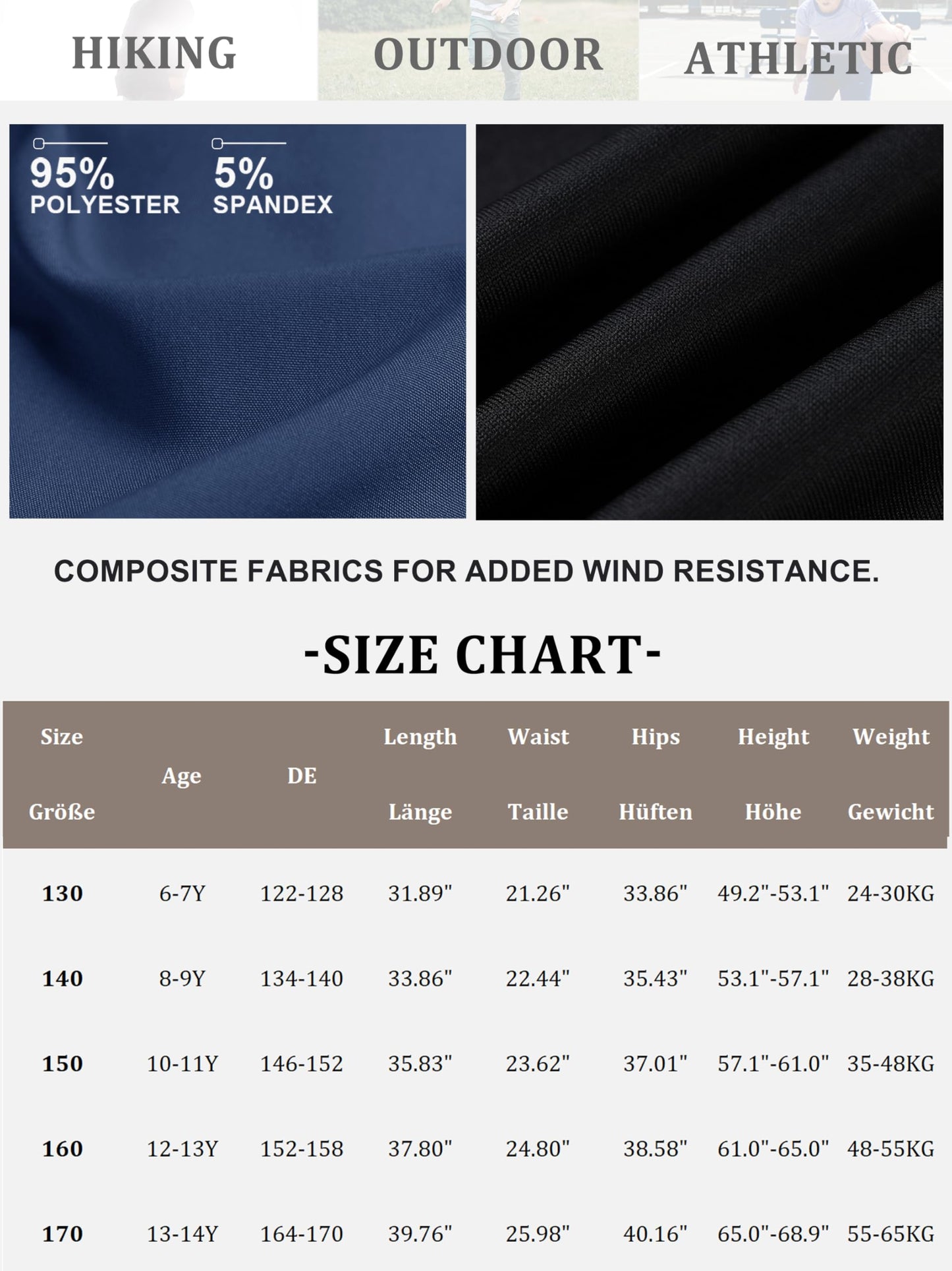 CAMLAKEE Hiking Trousers Children's Waterproof Trekking Trousers Boys Outdoor Trousers Boys Cargo Trousers
