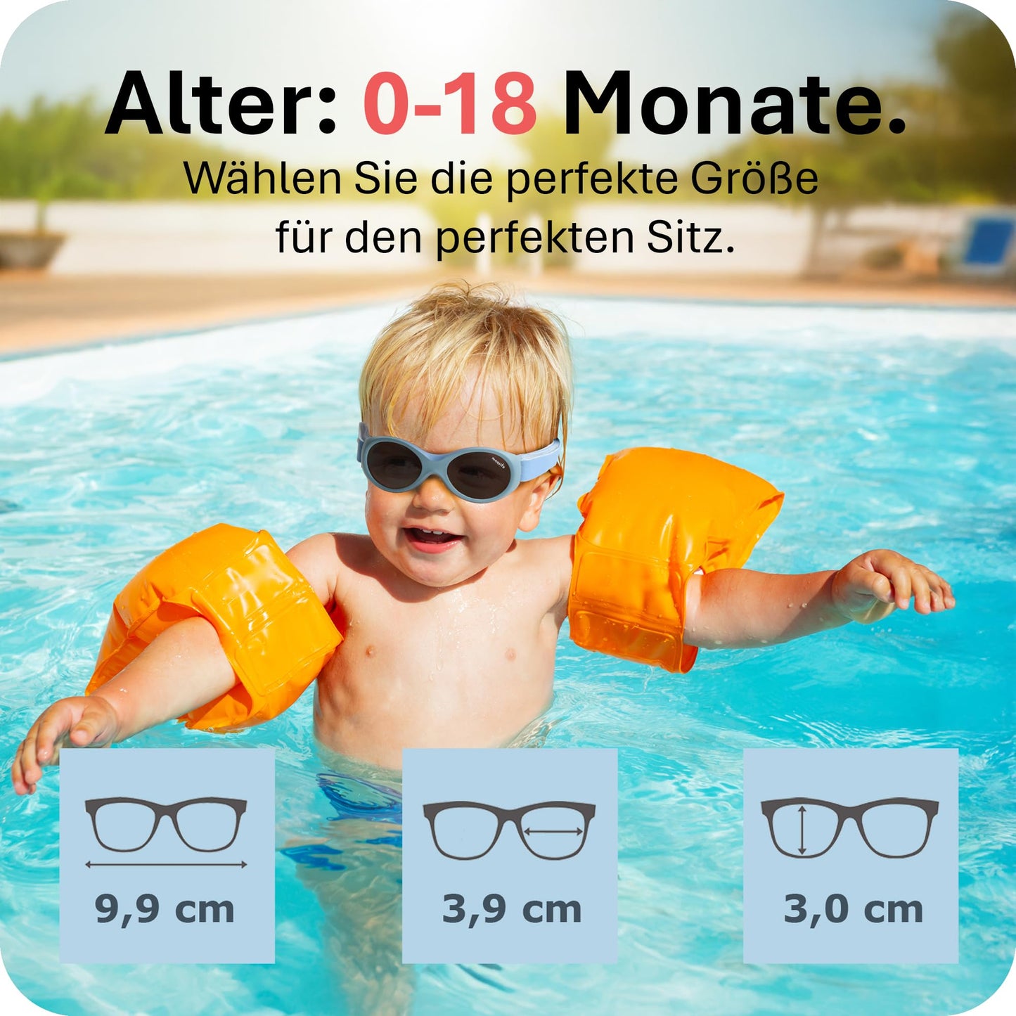 Mausito BABY Sonnenbrille 0-18 Monate Mädchen I VERGLEICHSSIEGER Sonnenbrille Baby 100% UV-Schutz I BIEGSAM & verstellbares Band I Schadstofffrei I Europäisches Design für Kinder gemacht