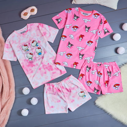 Get Trend Schlafanzug Mädchen Kurz 2er Pack Kawaii Pyjama Kinder Sanrio Kuromi Bequeme Schlafanzüge Teenager Mädchen Geschenk Idee