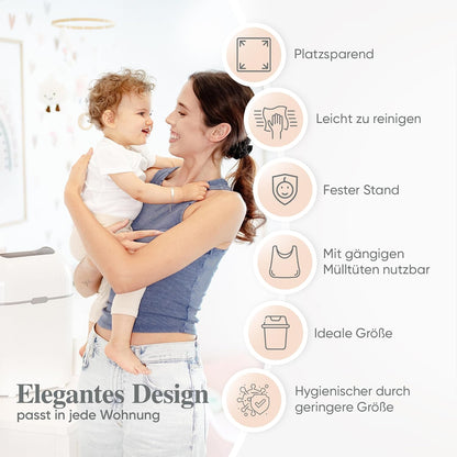 katmare Nappy Bin [Odour-Proof] Small Changing Table Nappy Bin 9 L - Nappy Bin without Cassette Odour-Proof Changing Bin Nappies Baby Accessories Changing Table