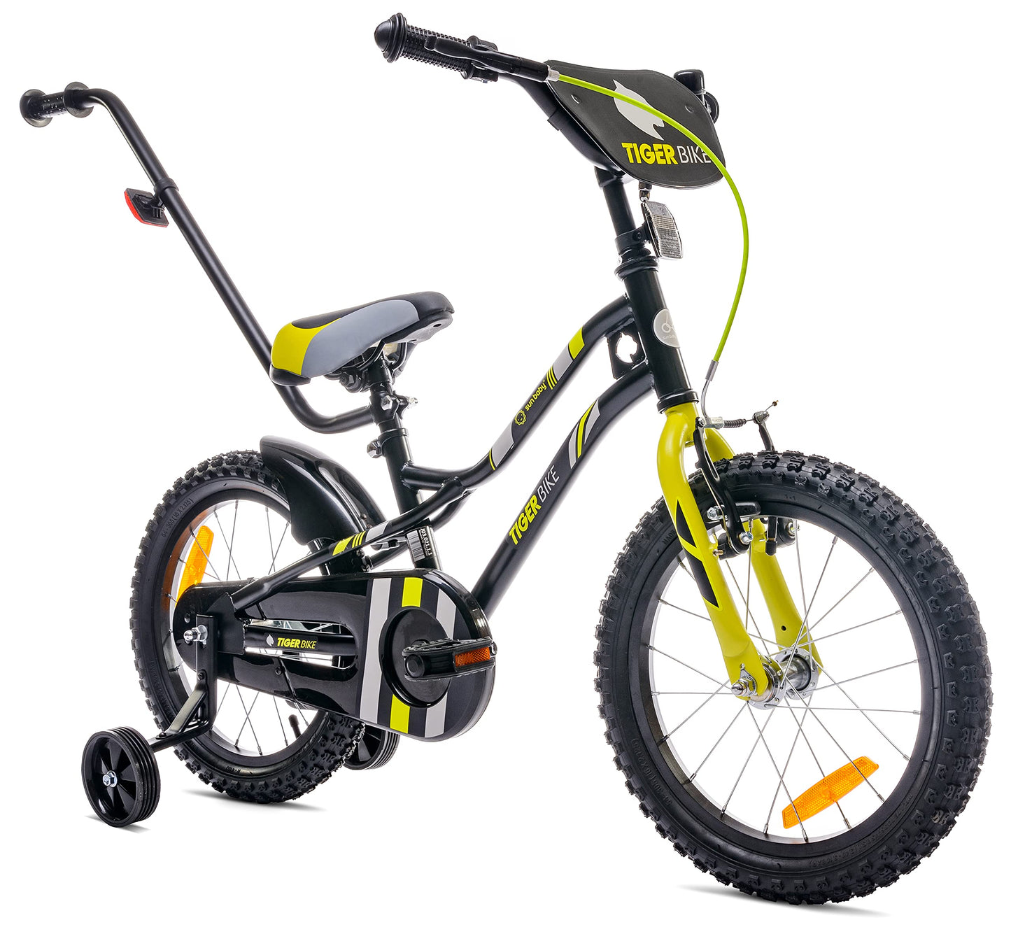 sun baby Jungenfahrrad Kinderfahrrad 14 und 16 Zoll Jungen Tiger Tracker Bike Leicht Stützräder mit Schubstange ab 2-6 Jahre BMX Fahrrad Kinder - Meloni2