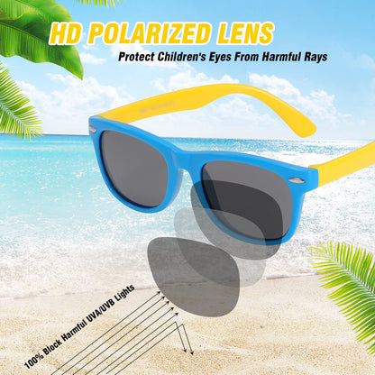 Hifot Sonnenbrille Kinder Polarisierte Sportbrille für Jungen Mädchen,UV400 Schutz Flexible Baby Sonnenbrille mit Brillenschnüre Alter von 3-12