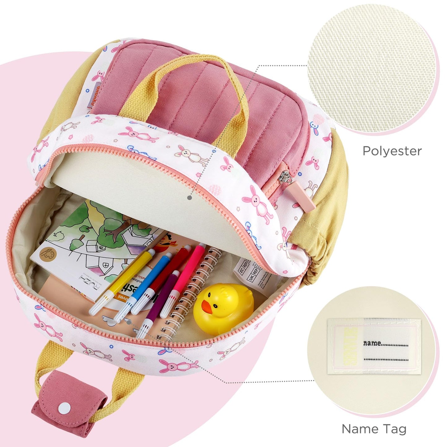 Kinderrucksack Mädchen 30cm Rucksack Kleinkind Kinderrucksack für 2-4 Jahre Kinder kindergartenrucksack Mini Tagesrucksack Reisetasche - Rosa Erdbeere