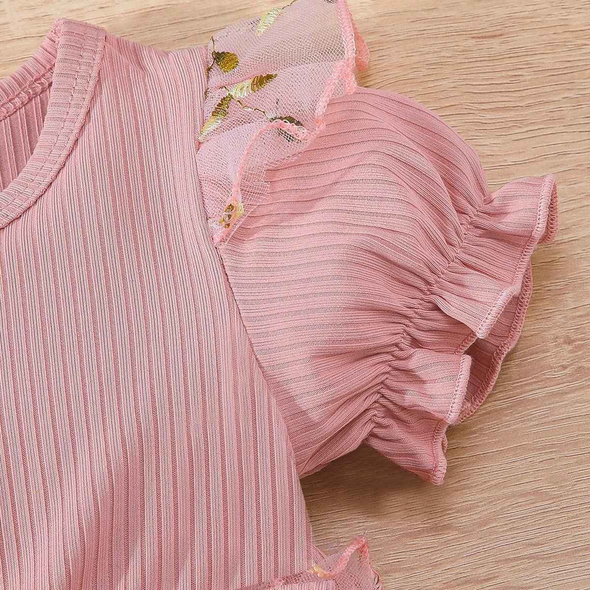 Toddler Baby Girl Clothing Set Long Sleeve Ruffle Daisy Printed Tulle Tutu Skirt One Piece Romper Dress Autumn Outfit