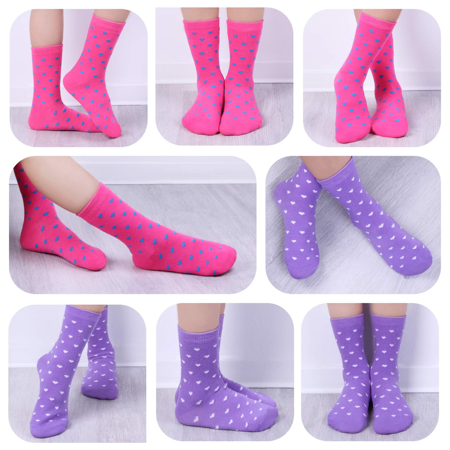 L&K-II 10/12 Paar Kinder Mädchen Socken aus Baumwolle Kleinkind niedliche Muster Kids Sneakersocken bunt 2808VA