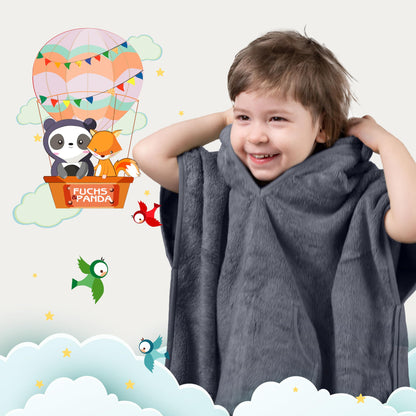 Fuchs&Panda® Badeponcho Kinder EXTRA warm, weich & kuschelig (100% Bambus) | Badeponcho Baby | Handtuch Poncho Kinder mit toller Geschenkverpackung (Kupfer-grün)