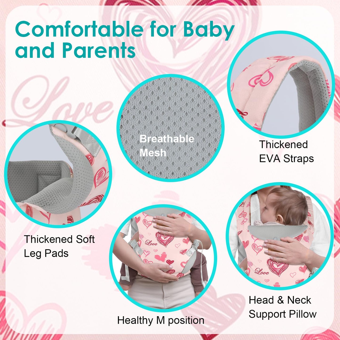 YooxArmor Babytrage für Neugeborene ab Geburt,Ergonomische gemütlich und leichtgewichtig Babybauchtrage mit Nackenstütze,Rückentrage Baby-Tragetasche Geeignet für 3-30 kg
