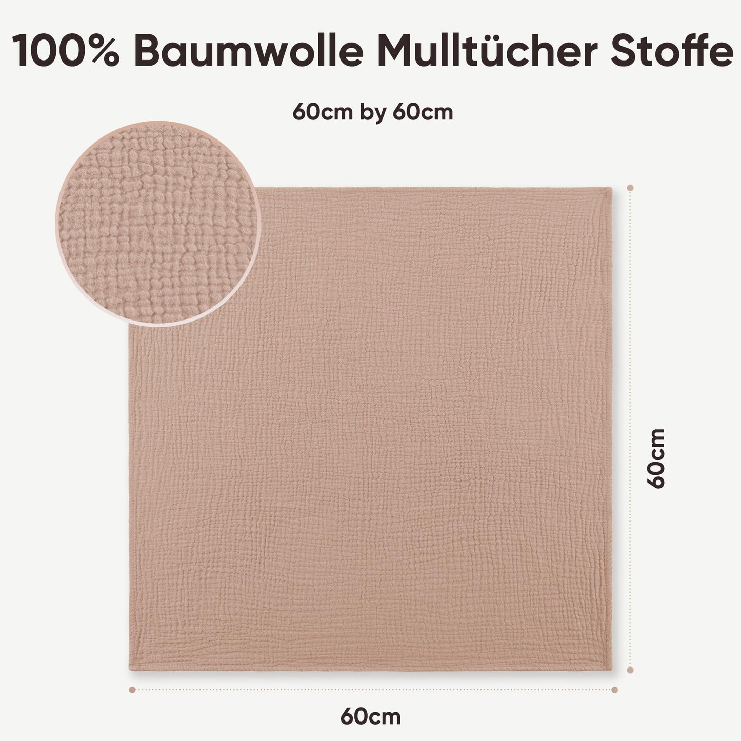 Bearmoss Moltontücher Baby 100% Baumwolle Weiche Spucktücher Baby,Atmungsaktiv und Extrem Saugfähig Musselin Tuch für Saugstark Mulltücher 4er 60x60cm (Brauner Druck)