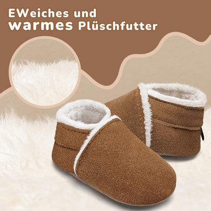 IceUnicorn Baby's Crawling Shoes, Winter First Walking Shoes, Baby Lined Leather Shoes, Soft Leather, Suede Soles, Leather Slippers