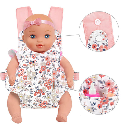 GAGAKU Puppentrage ab 3 Jahre Bauchtrage Babypuppen Zubehör Schultergurte Babytrage Puppe Kleinkind Puppentragetasche Stofftiertrage Kuscheltierträger - Rose - Kaninchengarten