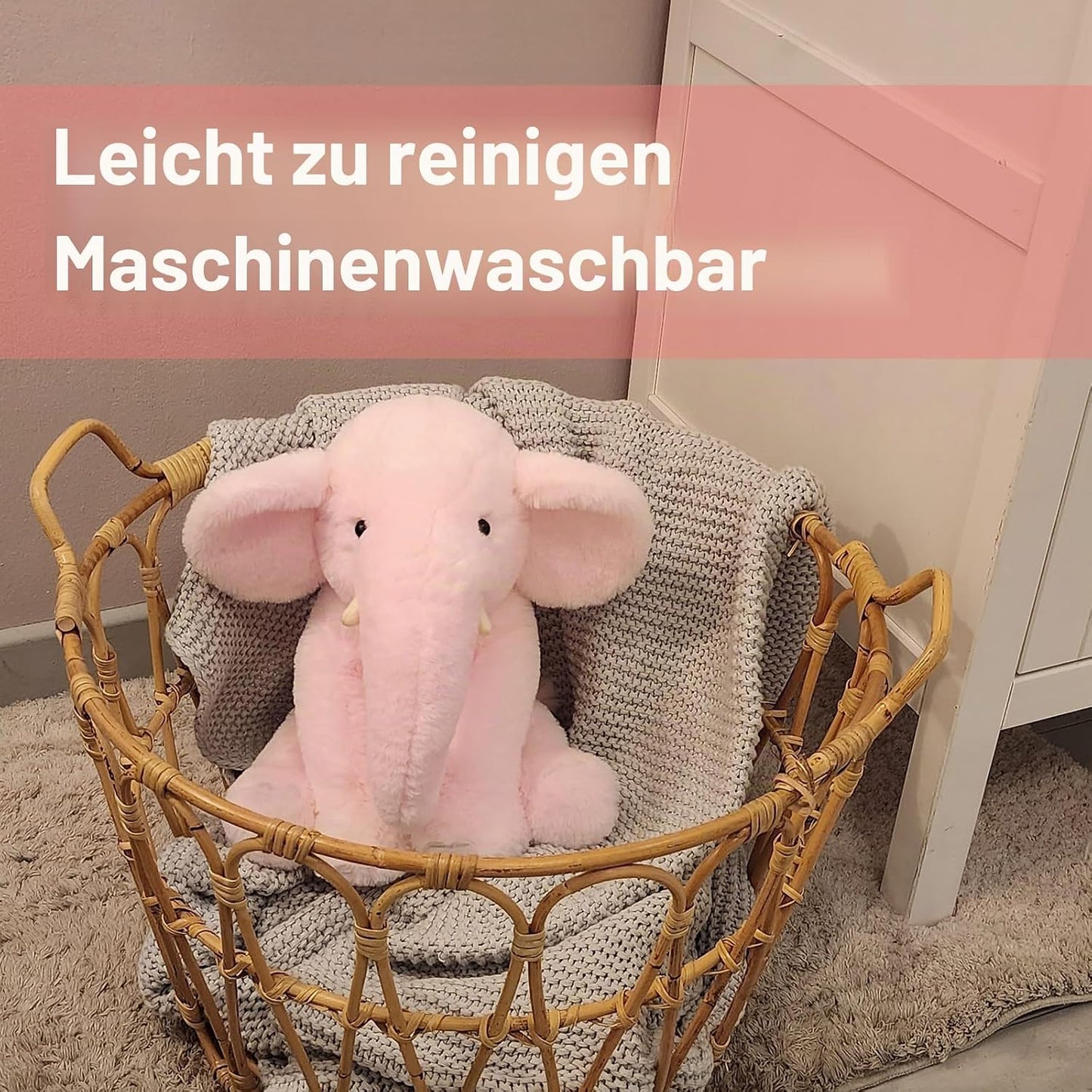 Plüsch Elefant 33 cm – Weiches rosa Kuscheltier mit großen Ohren & Langer Nase – Niedliches Stofftier für Kinder & Deko | Für Jungen, Mädchen, Kinder, Babyparty, Schlafzimmer, Weihnachten, Geburtstagsgeschenke
