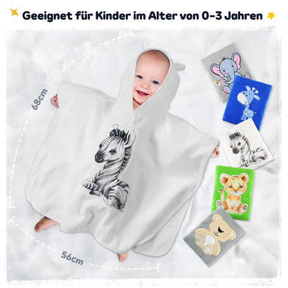 Yosemy Kapuzenhandtuch Baby - Oeko TEX - Baby Handtuch Kapuze 100% Baumwolle Badeponcho Kinder Babyhandtuch mit Kapuze Weich & Super Saugfähig 0-3 Jahre-Bär