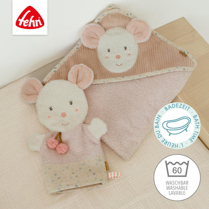 Fehn Waschlappen Lama - Waschhandschuh mit Tiermotiv - Badewannenspielzeug für fröhlichen Badespaß - Babywaschlappen für die Badewanne - weicher Handtuchfrottee für Babys und Kinder ab 0+ Monaten