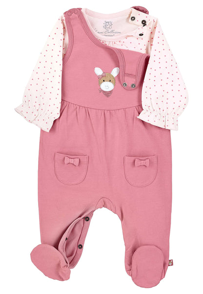 Sterntaler Baby Mädchen Strampler GOTS Set Emmi - Strampler Baby, Babystrampler - aus Single Jersey mit Esel Applikation - rosa