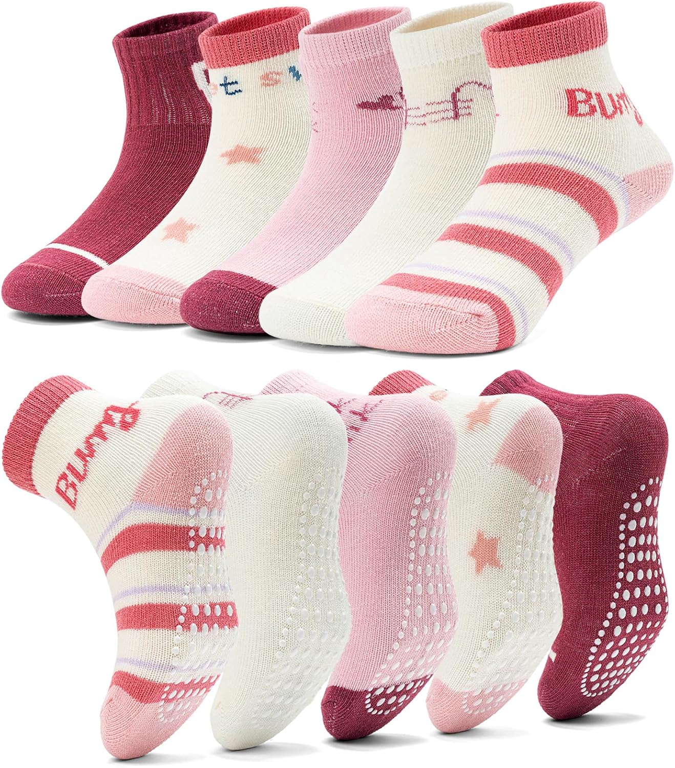 KOWAYI Stoppersocken Kinder 5/10 Paar ABS Rutschsocken Kinder Jungen, Mädchen, Baby Antirutschsocken 1-7 Jahre Grip Socken