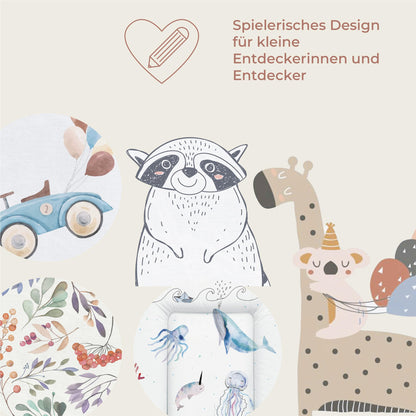 Ceba Baby® weiche Wickelauflage 50x70 cm - Baby Wickelunterlage - Wickeltischauflage für Junge und Mädchen - Wasserdicht, abwaschbar - OEKO-TEX® Standard 100 - Made in EU - Waldfreunde